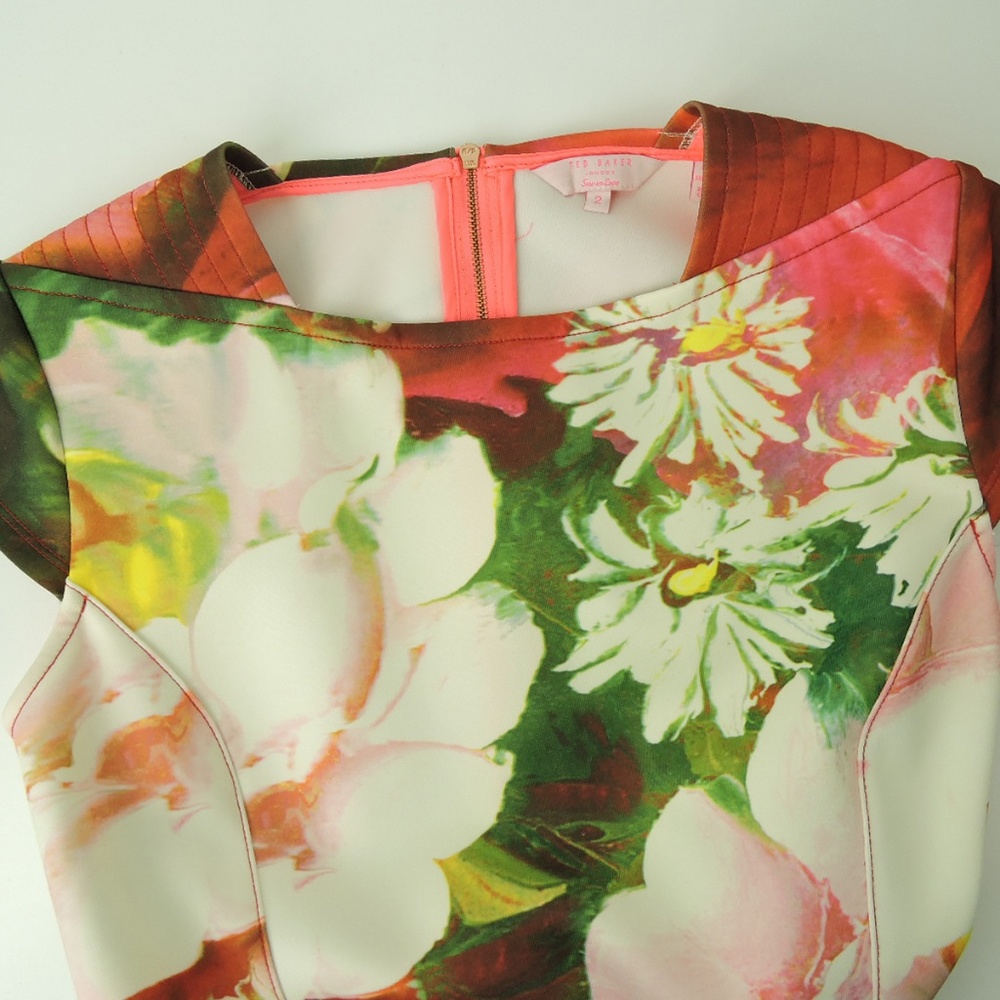 Ted Baker Dress Rose On Canvas Skater Neoprene Spring Summer Floral - Picture 5 of 6